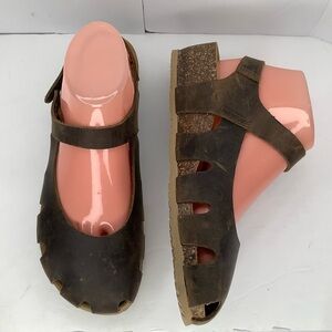 BioNatura Solo Sandals Mary Jane Brown Leather Women’s Shoes Sz 7.5 Boho Travel
